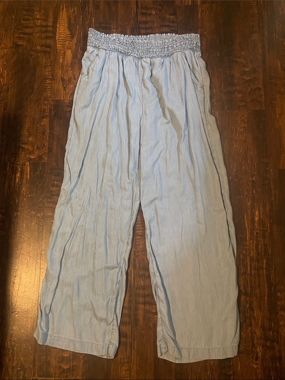 SO Light Blue Smocked Waist Wide Leg Pants